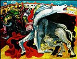 Girl with Death Mask Paintings - BULLFIGHT DEATH OF THE TOREADOR La corrida by Pablo Picasso
